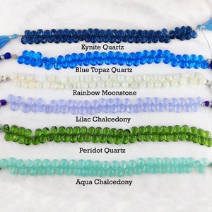 Gemstone Faceted Pear Briolette 7x10mm Beads Strand - Gemstone Teardrop Briolette Bead - Jewelry Making Supplies - 8 Inches Long Strand