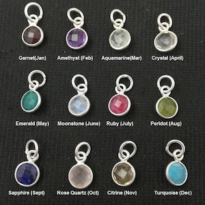 2 Pcs Birthstone Sterling Silver Round Shape 6mm Bezel Charms, Birthstone Charms, Bezel Set Birthstones Charms, Round Bezel Charms Pendants