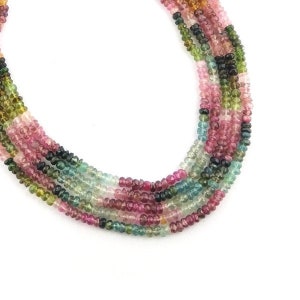 Multi Tourmaline Faceted 3.5-4mm Rondelle Beads Strand - Beads Strand Approx 13 inch long