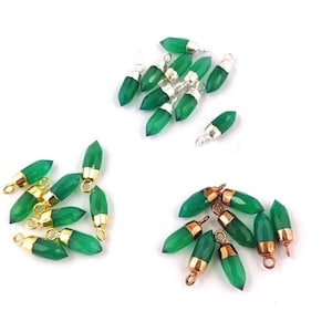 Green Onyx Faceted Spike Pendant- Green Onyx Bullet Spike Point Charms - Tiny Spike Pendant - Gemstone Point Pendant - Stone Pendant