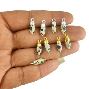 Dalmatian Jasper Faceted Spike Pendant - Jasper Bullet Spike Point Charms - Tiny Spike Pendant - Gemstone Point Pendant - Stone Pendant