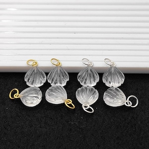 Crystal Quartz Shell Pendant/Sea Shell Charms Pendant/Clear Quartz Carved Charm/Silver Bail Pendant/DIY Jewelry Making/Gift For Her/Per Pcs