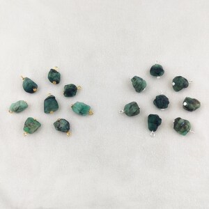 Rough Emerald Pendant,  Emerald Charms, Wire Wrapped Pendants, 925 Sterling Silver Earring Making, Green Emerald Necklace's Pendant