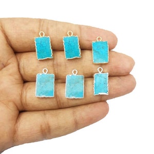 Turquoise Electroplated Freeform Slice Pendant - Gemstone Slice Pendants
