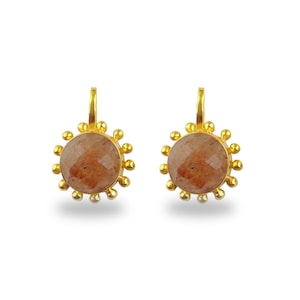 Strawberry Quartz Gemstone Size 10mm Gold Plated Collet Set Pendant, Collet Set Gemstone Pendant, Strawberry Quartz Charms Pendant&#39;s