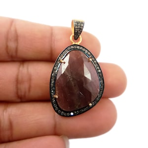 Awesome Sapphire Pave Set Diamond Pendant, Pave Diamond Pendant, Sapphire Pendant