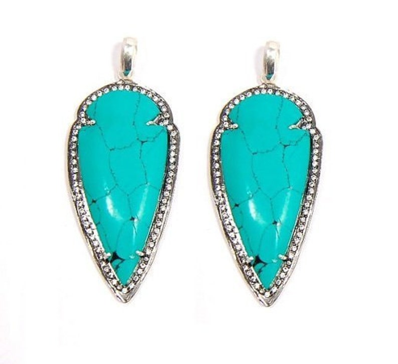 Turquoise Oxidized Plated Arrowhead Shape Pendant Turquoise Charms