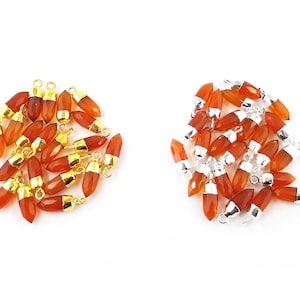 Carnelian Faceted Spike Pendant- Carnelian Bullet Spike Point Charms - Tiny Spike Pendant - Gemstone Point Pendant - Stone Pendant