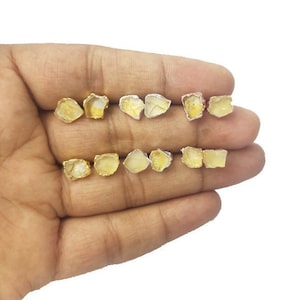 Citrine Raw Stud Earrings - November Birthstone Earrings - Rough Citrine Earrings