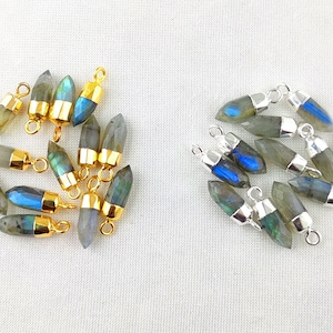 Labradorite Faceted Spike Pendant - Labradorite Bullet Point Charms - Tiny Spike Pendant - Gemstone Point charm - Natural Stone Pendant Gift