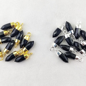 Black Onyx Faceted Spike Pendant - Black Onyx Bullet Spike Point Charms - Tiny Spike Pendant - Gemstone Point Pendant - Stone Pendant