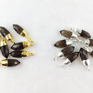 Smoky Quartz Faceted Spike Pendant- Smoky Quartz Bullet Spike Point Charms - Tiny Spike Pendant - Gemstone Point Pendant - Stone Pendant