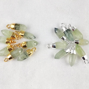 Prehnite Faceted Spike Pendant - Prehnite Bullet Spike Point Charms - Tiny Spike Pendant - Gemstone Point Pendant - Stone Pendant