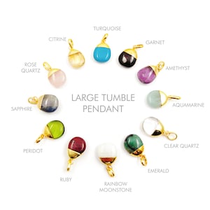 Birthstone Tumble Pendant | 14-18mm Large  Birthstone Tumble 18K Gold Electroplated Pendant -  Electroplated Tumble Pendant