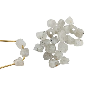 2 Pcs Raw Moonstone 8-10mm Large Hole Center Drilled Beads Charm, 2mm Hole - June Birthstone Charms
