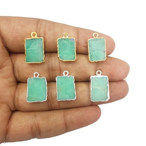Chrysoprase Electroplated Freeform Slice Pendant - Gemstone Slice Pendants
