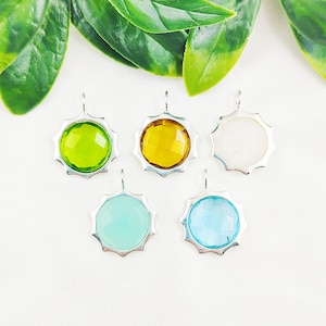 Gemstone Sun Sterling Silver Charm - Silver Sun Infinity Charm - Gemstone jewelry for women - Boho Style Gemstones Pendant Gift for her