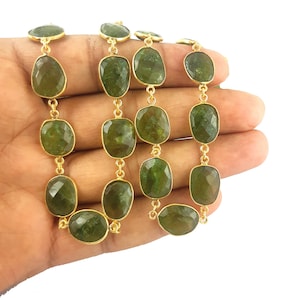 Vessonite Gold Plated Gemstone Bezel Connector Chain -Chain by the Foot