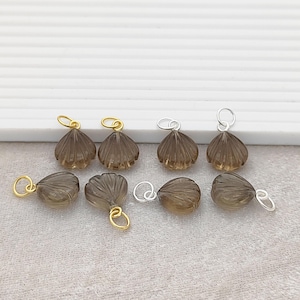 Smoky Quartz Sea Shell Pendant/Hand Carved Sea Shell Pendant/Sterling Silver Bail Pendant/Ocean Inspired Pendant/Carving Pendant/Sell Per Pc