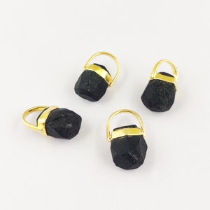 Roher Schwarzer Turmalin Anhänger - Heilender Kristall Anhänger - Gold Schwarzer Turmalin Anhänger - Schwarzer Turmalin Charms - Turmalin Heilstein