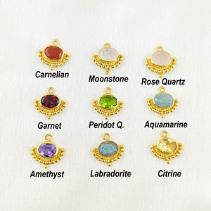 Gemstone Oval Shape Fancy Designer Pendant - 925 Sterling Silver Gold Vermeil Charm - Necklace, Earring Making Charm - Selling Per Piece