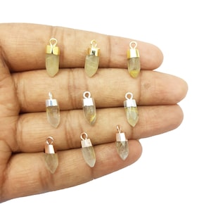 Golden Rutile Faceted Spike Pendant- Rutilated Quartz Bullet Spike Point Charm - Tiny Spike Pendant - Gemstone Point Pendant - Stone Pendant