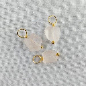 Rose Quartz Raw Pendant - Gold Plated Wire Wrapped Charm - October Birthstone Pendant - Raw Stone Charm - Raw Crystal Healing Pendant