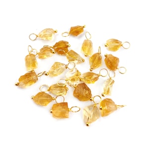 Citrine Raw Pendant - Gold Plated Wire Wrapped Stone Charm - November Birthstone Pendant - Raw Stone Charm - Raw Crystal Healing Pendant