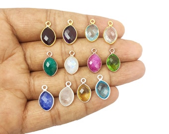 Pcs Gemtone Marquise Bezel Set Birthstone Charms Bezel Charms