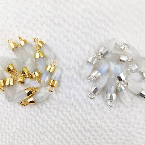 Rainbow Moonstone Faceted Spike Pendant - Moonstone Bullet Spike Point Charms - Tiny Spike Pendant - Gemstone Point Pendant - Stone Pendant