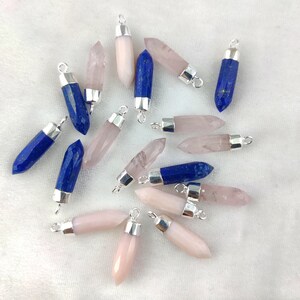 Gemstone Silver Electroplated Faceted Large Spikes Pendant - Gemstone Point Pendants - Spike Charm - Point Pendant - Stone Pendants