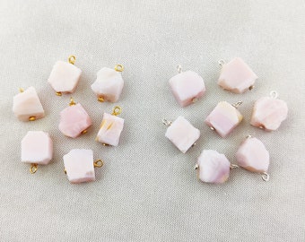 Pink Opal Necklace Pendant, Rough Pink Opal Pendant Charm, Wire Wrapped Opal Necklace Pendant, Sterling Silver Earring Making Charms