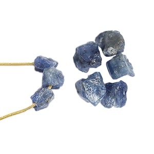 2 Pcs Raw Tanzanite 8-10mm Large Hole Center Drilled Beads Charm, 2mm Hole - December Birthstone Charms
