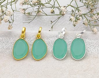Aqua Chalcedony Uneven Pendant/925 Sterling Silver Pendant/Faceted Gemstone Pendant/Gold Plated Bezel Set Pendant/Gift For Her, Sell Per Pcs