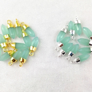 Aqua Chalcedony Faceted Spike Pendant - Chalcedony Bullet Spike Point Charms - Tiny Spike Pendant - Gemstone Point Pendant - Stone Pendant