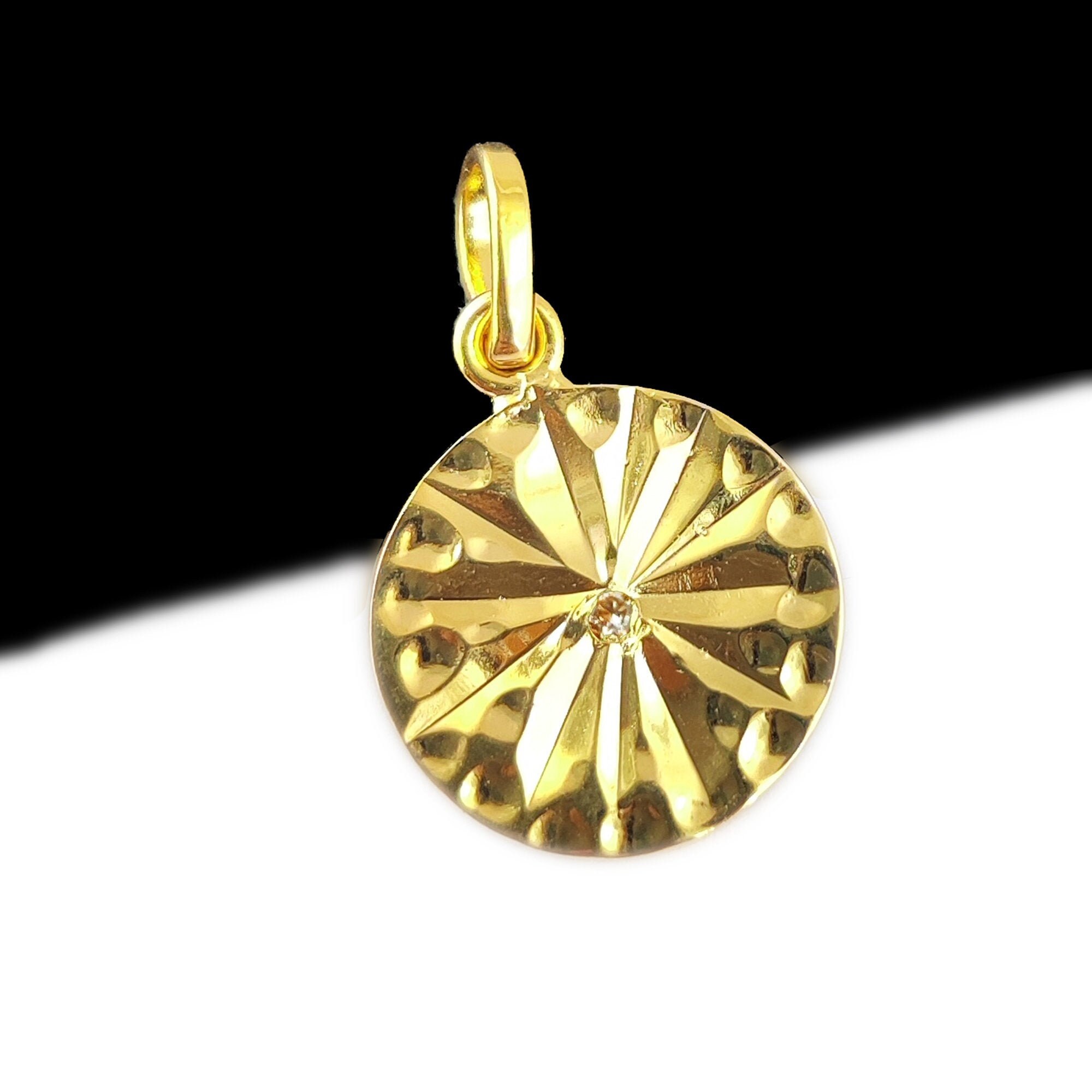 Set De Bijoux Femme En Plaqué Or 18 Carats Avec Collier Et Boucles D'oreilles – Pendentif Rond CZ Rouge