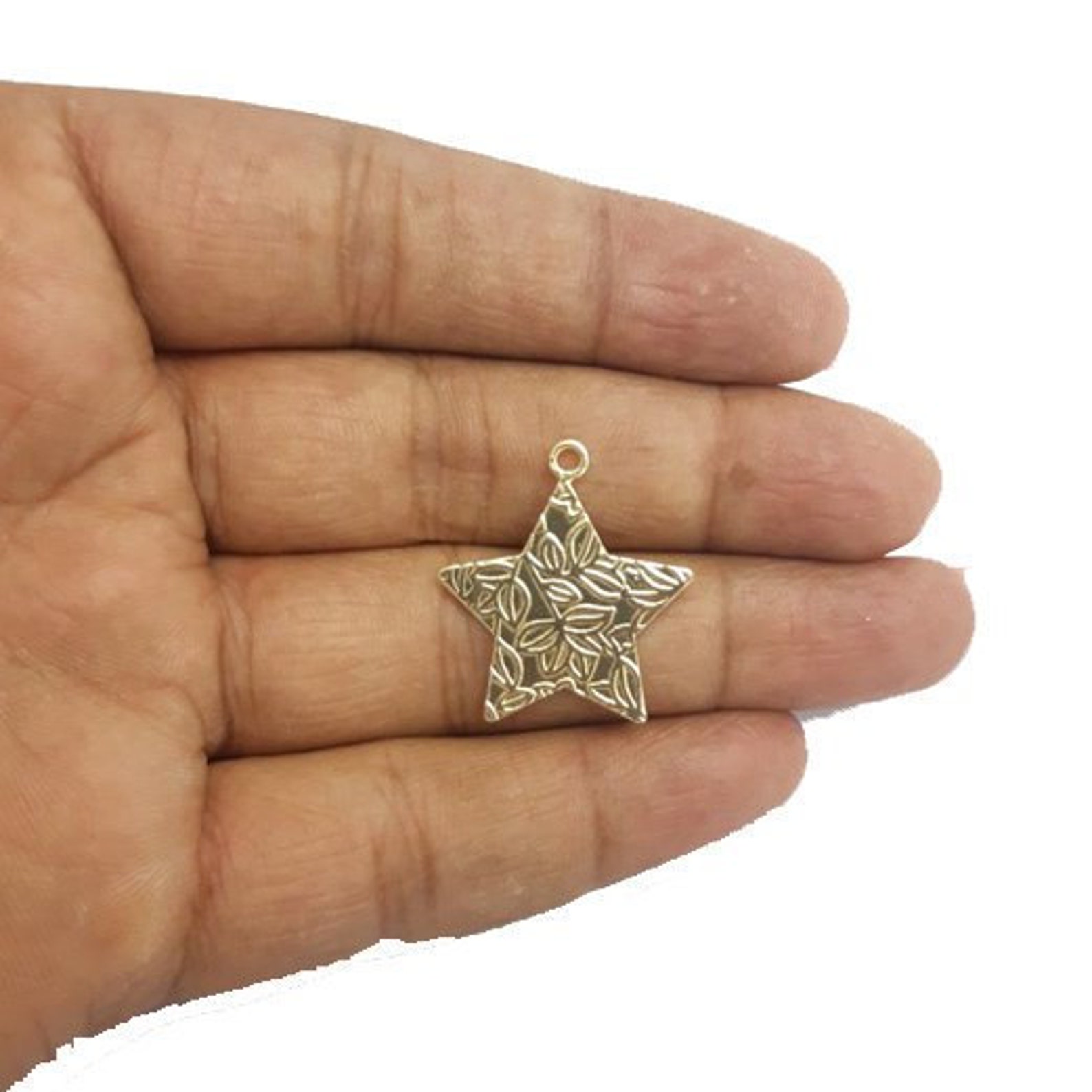 4 Pcs Gold Plated Textured Star Shaped Charms Jewelry Etsy
