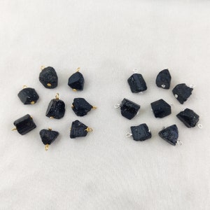 Black Tourmaline Pendant, Rough Black Tourmaline Charm, Wire Wrapped Pendants, 925 Silver Earring Making Charms, Black Tourmaline Pendants