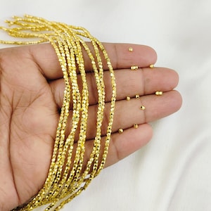 Faceted Nuggets Gold Plated Beads - Smooth Finish Nuggets Shape Beads - Small Nuggets Beads, Jewelry Making Beads, 8 Inches Long Strand