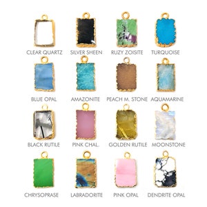 Gemstone Slice Pendant | 18K Gold Electroplated Freeform Slice Pendant Charms - Gemstone Slice Necklace Pendant -  Jewelry Pendant