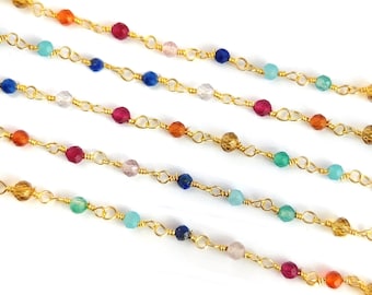2 voet verbazingwekkende edelsteen multi kleur rozenkrans kralen ketting, edelsteen kralen ketting, helende rozenkrans ketting, ketting voor het maken van armband, kralenketting
