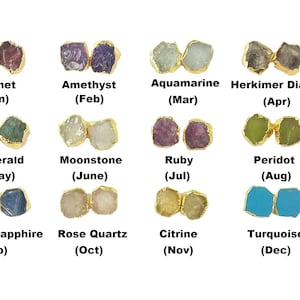 Birthstone Raw Stud Earrings - Birthstone Earrings Stud - Rough Stone Earrings