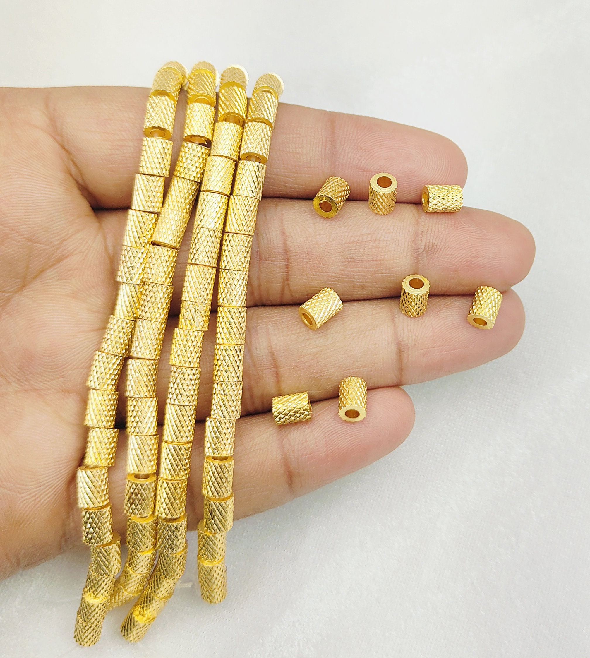 Gold Plated Fancy Tube Beads - Designer Beads Finding - Casting Finish ...