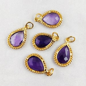 Pendentif améthyste forme poire plaqué or - Pendentif pierres précieuses - Pendentif améthyste - Pendentif lunette
