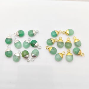 Chrysoprase Smooth Tumble Electroplated Charm - Gemstone Tumble Pendant - Gemstone Charm - Chrysoprase Pendant - Electroplated Stone Pendant