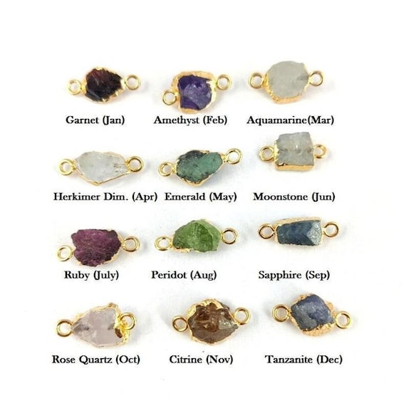 Lot De 3 Connecteurs Pour Bijoux DIY En Pierres Précieuses - émeraude, Rubis, Aigue-marine, Plaqué Argent
