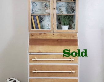 SOLD Secretary Desk Hutch. Drop Leaf Desk with Bookshelves. Farmhouse Writer's Desk. Slant Front Secretary Desk.