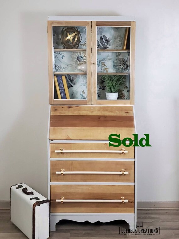 Drop front secretary on sale desk with hutch