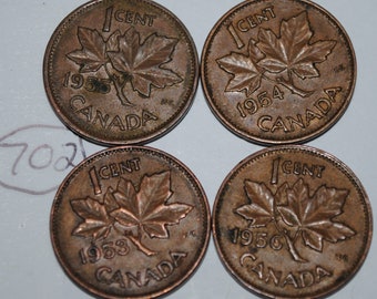 Canada one 1954 sf 1 cent Copper Penny Coin # 1