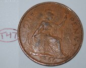 1966 Great Britain 1 Penny Elizabeth II UK Coin KM 897 Lot T47